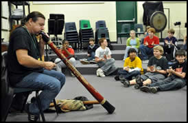 Harper putting on Didgeridoo display