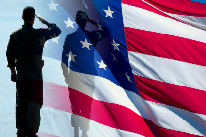 Flag and soldiers.